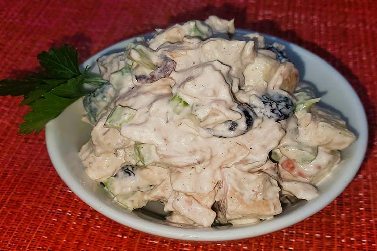 MV chicken salad side dish with walnuts and cranberries from Meal Village
