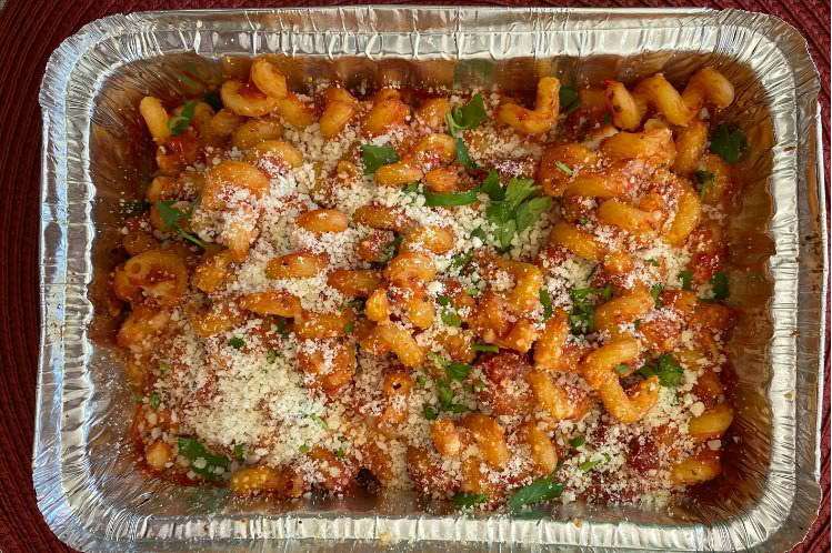 Baked marinara pasta with mozzarella side dish from Meal Village