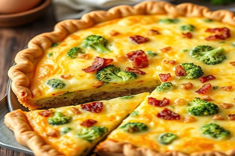 Broccoli Bacon & Cheddar Quiche, a freshly prepared breakfast delivered in Chicagoland by Meal Village