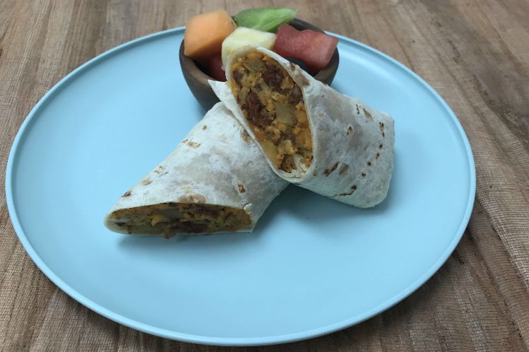 Chorizo Burrito, a freshly prepared breakfast delivered in Chicagoland by Meal Village